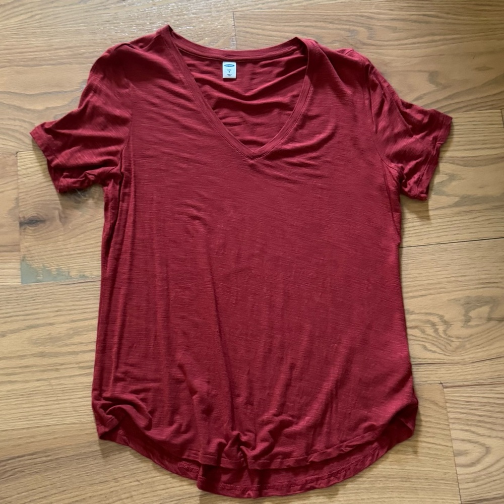 Old Navy Red Relaxed Short Sleeve Tee